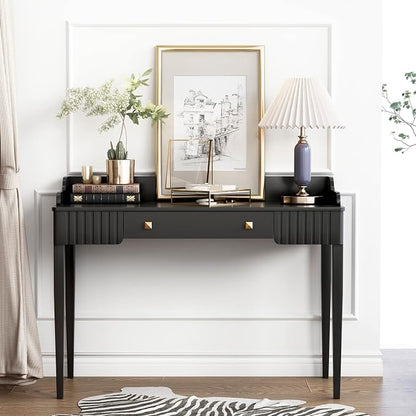 Space-Saving Black Wood Makeup Vanity Desk – Modern Computer Table - Image 7