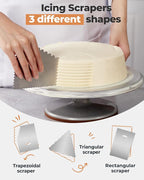 Kootek Aluminium Cake Turntable Set, Baking Tools with Revolving 12" Cake Stand for Decorating, 12.7" Offset Spatula, 3 Stainless Steel Frosting Icing Smoother, Cake Serve Cake Decorating Kit Supplies