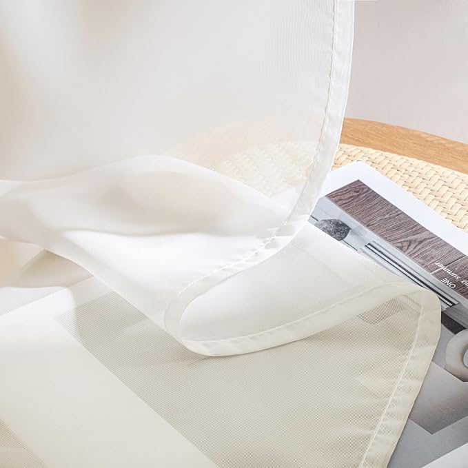 MIULEE Ivory Sheer Curtains 84 Inches Long 4 Panels 54 x 84 Inches | Light - Image 7