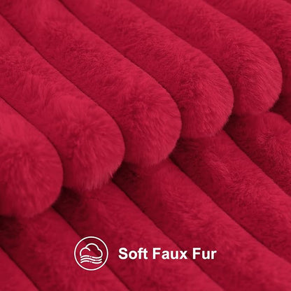 decorUhome Fall Faux Fur Throw Pillow Covers 26x26 Set of 2 Red | Decorative - Image 2