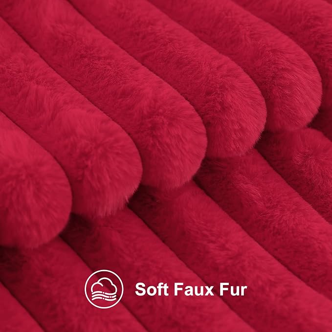 decorUhome Fall Faux Fur Throw Pillow Covers 20x20 Set of 2 Red | Decorative - Image 2