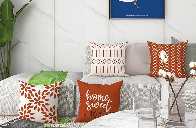 YCOLL Fall Pillow Covers 16x16 Set of 4, Modern Sofa Throw Pillow Cover - Image 2