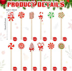 Jinei 120 Pcs Christmas Wooden Coffee Stirrers Wood Cocktail Coffee Stir Sticks Disposable Drink Stirrers for Stirring Hot Chocolate Milkshake Restaurant Home Office (Candy Style)