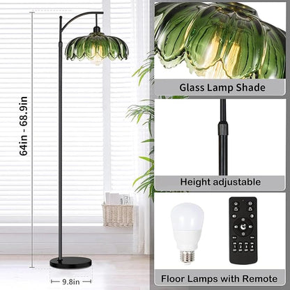 QIYIZM Glass Floor Lamp for Living Room, Mid Century Modern Brass Tall Lamp - Image 5