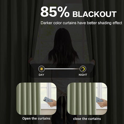 Light Sage Blackout Curtains Pinch Pleat Green Drapes 96 Inches Long 2 Pieces - Image 3