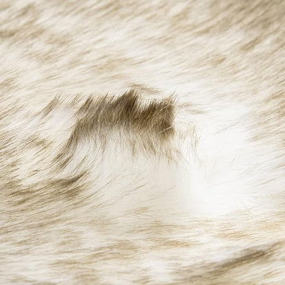 Ashler Ultra Soft Faux Fox Fur Rug White Brown Fluffy Area Rug, Carpets Fluffy - Image 6
