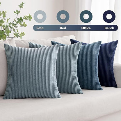 MIULEE Soft Corduroy Decorative Throw Pillow Covers Blue Navy Series 16x16 | - Image 5