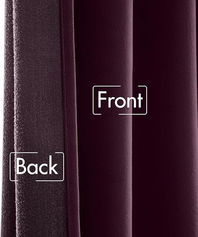 MIULEE Dark Purple Velvet Curtains 52x90 inches Luxury Blackout Curtains | - Image 6