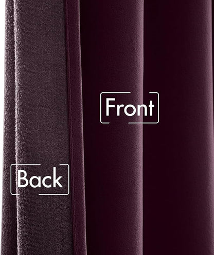 MIULEE Dark Purple Velvet Curtains 52x90 inches Luxury Blackout Curtains | - Image 6