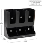 Mind Reader 6 Compartment Upright Breakroom Coffee Condiment and Cup Storage Organizer, Black