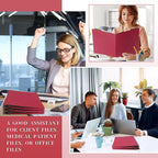 24 Pcs Classification Folders Letter Size, Back to School Supply for Teacher, Student, 2 Dividers Pressboard File Folder Bulk with Fasteners, 3.5 Inch Expanding File Organizer(Dark Red)