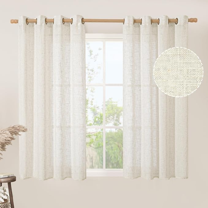 Natural Semi Sheer 48 Inch Linen Curtains by LAMIT