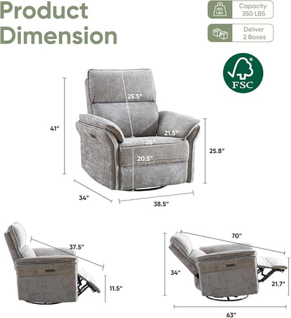 Oversized Power Recliner Chair Swivel Glider - Image 2