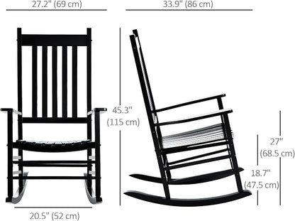 Outsunny Outdoor Rocking Chair, Patio Wooden Rocking Chair - Image 3