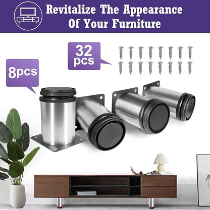 3 Inch Metal Furniture Legs Stainless Steel Adjustable Legs Silver Table Legs - Image 2