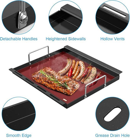 "17 Inch Full-Size Griddle Inserts for Charbroil Performance 2 Burner 463631410 463660421 463655621 463622514 463630422 463343015, Flat Top Griddle Plate Parts for Charbroil G460-0500-W1 G430-0016-W1"