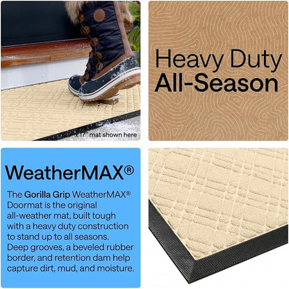 GORILLA GRIP 100% Waterproof All-Season WeatherMAX Doormat 35x23, US Designed - Image 3