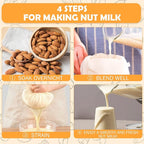 10 Pack Nut Milk Bag, 10‘’ x 12‘’ Fine Mesh Grade Reusable Cheesecloth Bags Strainers, Unbleached Organic Cotton Filter Bags for Almond Milk, Juices, ColdBrew, Cheese, Tea, Yogurt, Coffee