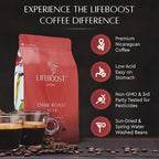Lifeboost Dark Roast Whole Bean Coffee - Non-GMO Low Acid Single Origin USDA Organic Coffee - Third Party Tested For Mycotoxins & Pesticides - 12 Ounces (Pack of 3)