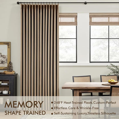 MIULEE Cafe Brown Pinch Pleated 100% Blackout Linen Curtains 40x84 Inches | - Image 3