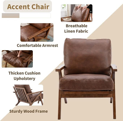 HNY Mid Century Arm Chairs Set of 2, Retro Accent Armchair - Image 4