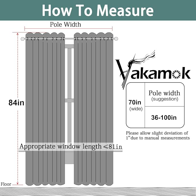Yakamok Room Darkening Curtains 70x84 inch Length Light Grey-Living Room | 2 - Image 7