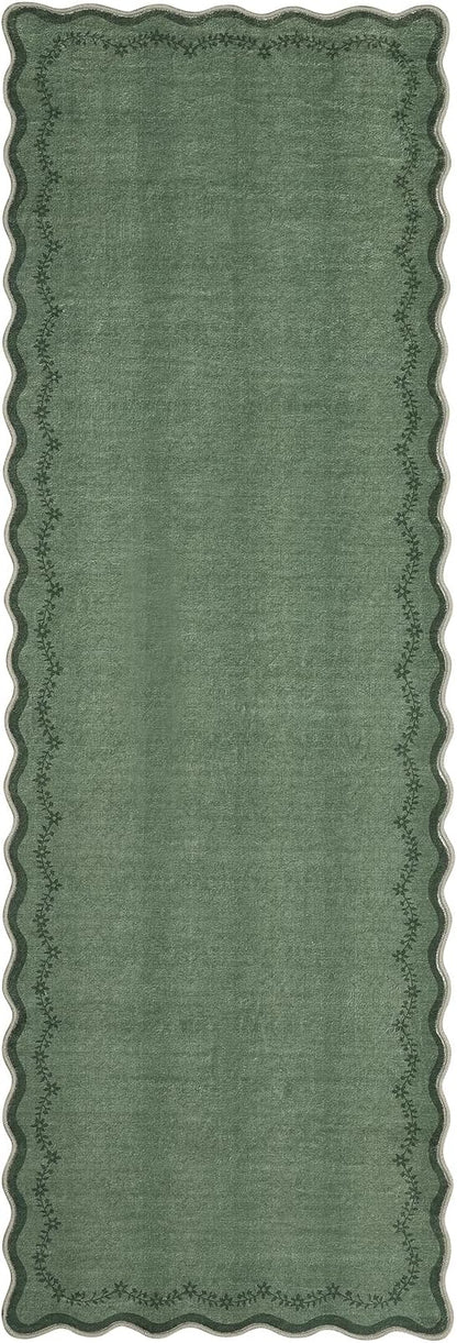 GarveeHome 2x6 Scalloped Washable Runner Rug Non Slip Hallway Kitchen Rug | - Image 9