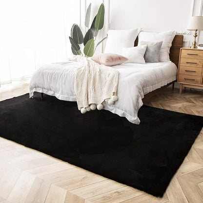 Ashler Faux Fur Rug, Ultra Soft Faux Rabbit Fur, 6 x 9 Feet Rectangle, Machine - Image 3
