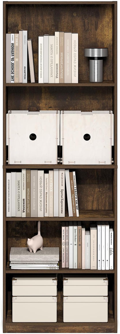 Furinno Jaya Book Shelf, 5-Tier Tall Book Shelf, Bookcase - Image 5