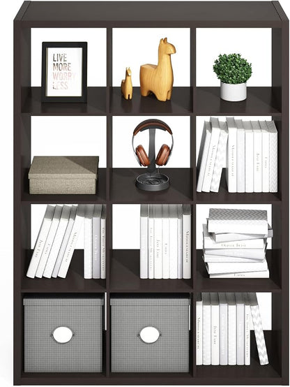 Furinno Simple Cube Storage Organizer, 12-Cube Display Shelf, Open Back - Image 5