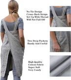 YESDOOD Cotton Linen Apron Cross Back Apron for Womens with Pockets Pinafore Dress for Baking Cooking