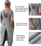 YESDOOD Cotton Linen Apron Cross Back Apron for Women with Pockets Pinafore Dress for Baking Cooking