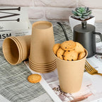 LITOPAK 100 Pack 12 oz Kraft Paper Cups, Disposable Coffee Cups, Disposable Drinking Cups, Hot Coffee Cups, Paper Coffee Cups for Water, Coffee, Juice, and Milk