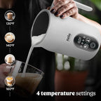 NELO Electric Milk Frother, 4 In 1 Digital Milk Frother and Steamer with Real-Time Temperature Control, Automatic Frother for Coffee, Latte, Hot Chocolate, Cappuccino, BPA Free Stainless Steel (White)