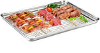 TeamFar Baking Sheet with Rack Set, Stainless Steel Baking Pan Tray Cookie Sheet with Cooling Rack, Non Toxic & Healthy, Easy Clean & Dishwasher Safe