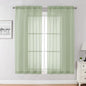 Chyhomenyc Sheer Curtains 63 Inch Length 2 Panels, Light Green | Light Filtering by Chyhomenyc