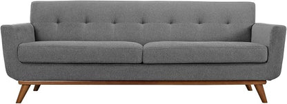 Modway Engage Mid-Century Modern Upholstered Fabric Sofa in Expectation Gray - Image 4