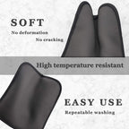 Cotton and Neoprene Oven Pads Pot Holders with Pocket 8"x8.5" Dual-Function Hot Pad Set for Finger Hand Wrist Protection Heat Resistant to 428°F Black