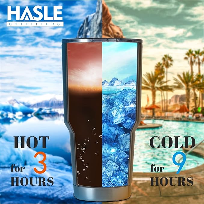 HASLE OUTFITTERS 30oz Stainless Steel Tumbler, Double Wall Vacuum Insulated Travel Mug Tumbler, Durable Insulated Coffee Mug, Gift Box Set (Light Green, 8)