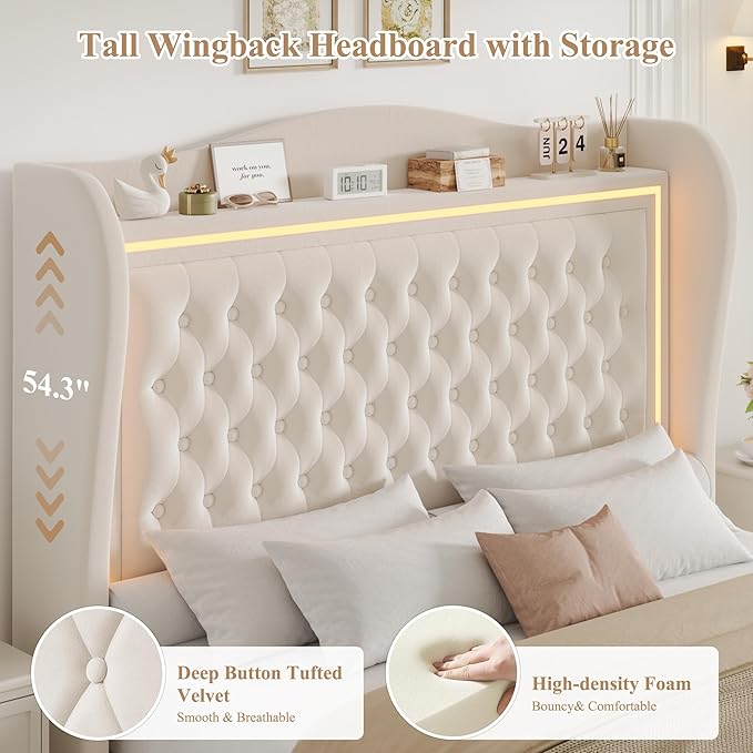 Queen Bed Frame 55" Tall Headboard - Image 3