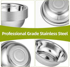 12 Pack 11 x 3 Inch Stainless Steel Mixing Bowls for Bulk Food Prep with Nesting Design for Hotel Restaurant and Home Kitchen Cooking in Silver