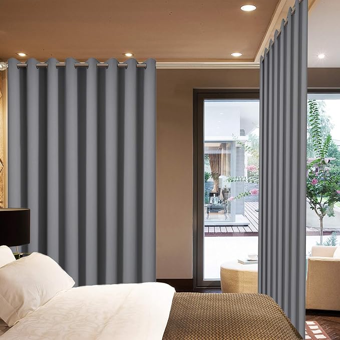Yakamok Grey Room Darkening Curtains 84 inch Gray Sliding Door Drapes | 1 - Image 2