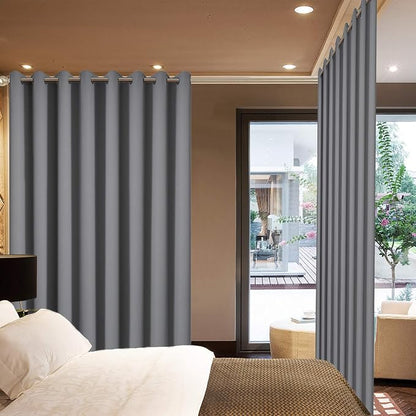 Yakamok Grey Room Darkening Curtains 96 inch Gray Sliding Door Drapes | 1 - Image 2