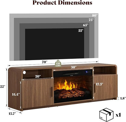 AMERLIFE 70" Fluted Fireplace TV Stand - Image 2