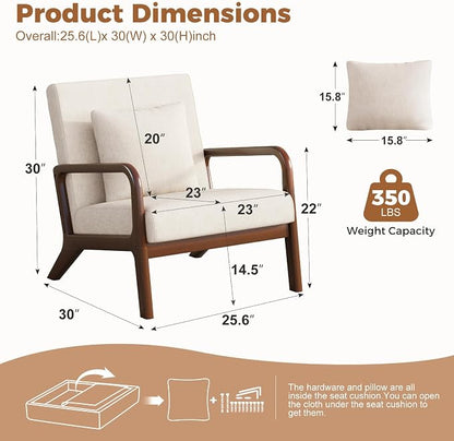 ELUCHANG Modern Accent Chairs Set of 2, Upholstered Reading Arm Chair - Image 2