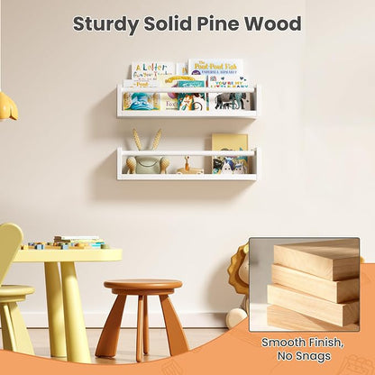upsimples 2 Pack Nursery Book Shelves, 15.7 Inch Floating Bookshelves - Image 6
