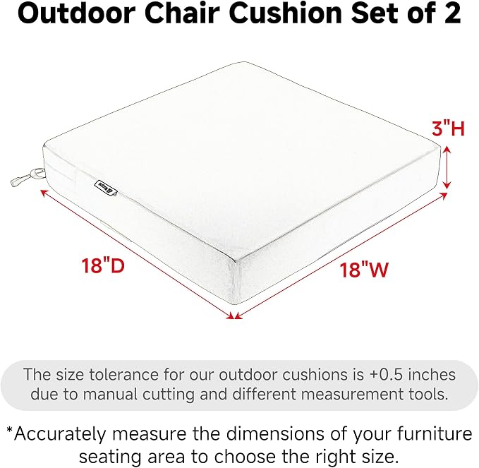 Favoyard Patio Chair Cushions 18 x 18 x 3 Inch Waterproof Outdoor Seat Cushions - Image 3