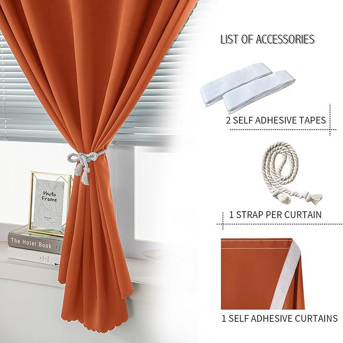 Portable Light Blocking Curtains Self-Stick Design, Removable Adhesive Window - Image 2