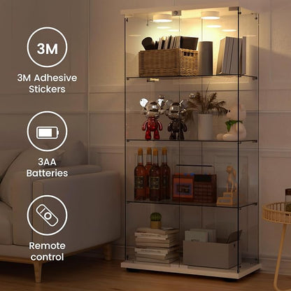Display Cabinet with Light, Glass Door and Lock, 4-Shelf Fast Installation in - Image 5