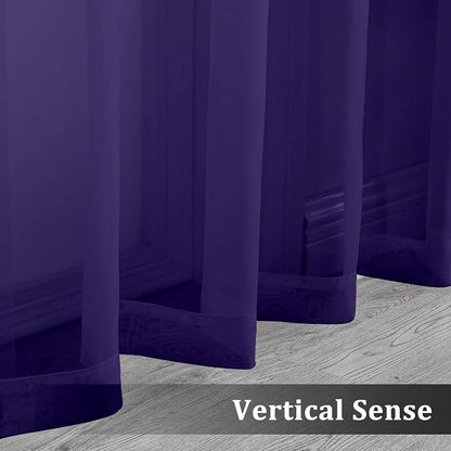 Purple Sheer Curtains 108 Inches Long, Light Filtering Semi Transparent - Image 7